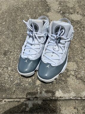 Nike Jordan White and Gray High-Top Jordan 6 Rings
